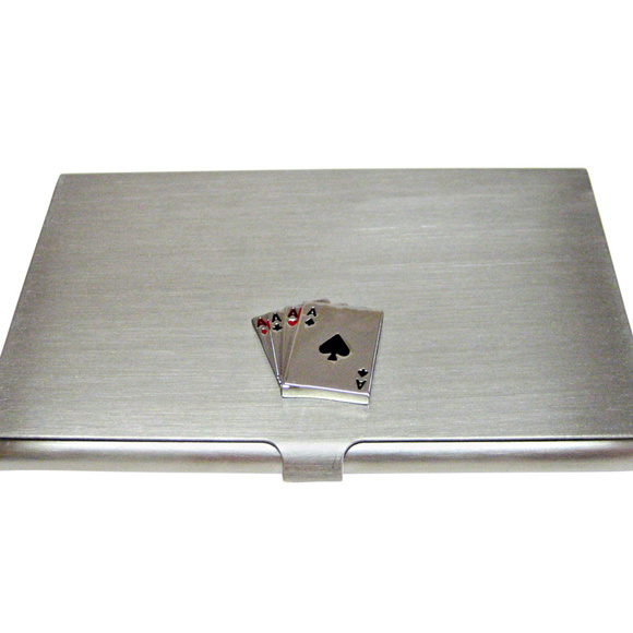Aces 4 Slot Card Holder in Dollaro Maroon/Olive/Yellow  Four Aces Gambling Business Card Holder